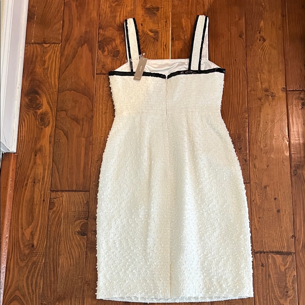 J. Crew Textured Cream/White Midi Dress with Black Sequins - Picture 5 of 8